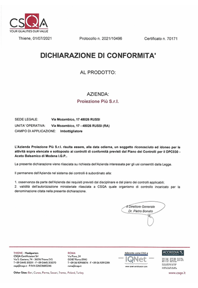 Scarica il PDF CSQA Dichiarazione di Conformità