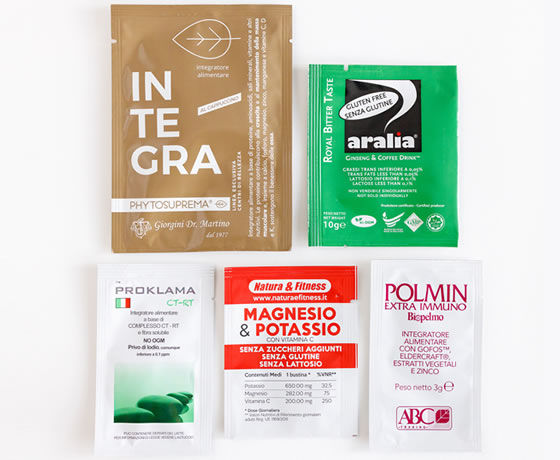 Polveri alimentari in bustine monouso